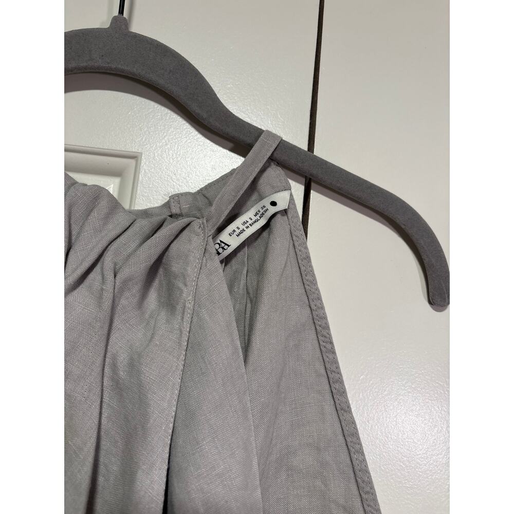 Zara Gray Halter Tie Back Linen Top S - Picture 4 of 8